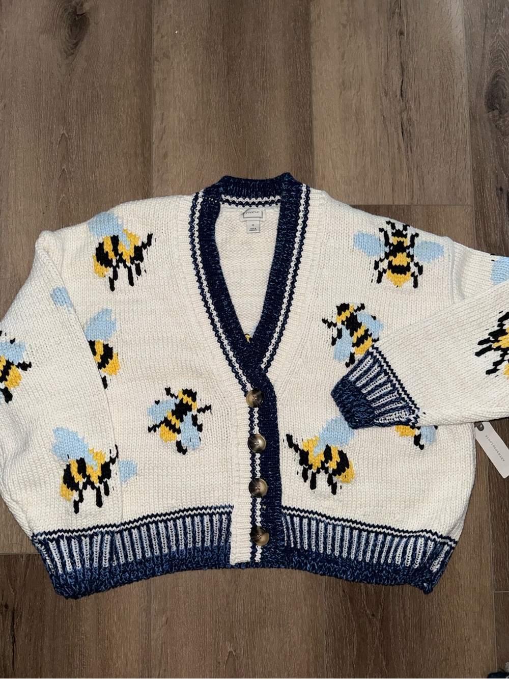 NWT Anthropologie Maeve Bumblebee Bee Chunky Icon Cardigan Sweater XS